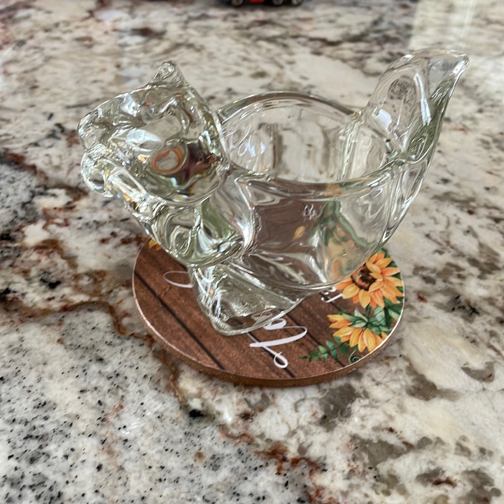 Vintage Avon glass squirrel candle holder